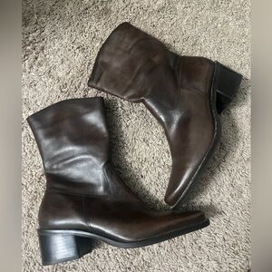 Brown leather booties size 7.5